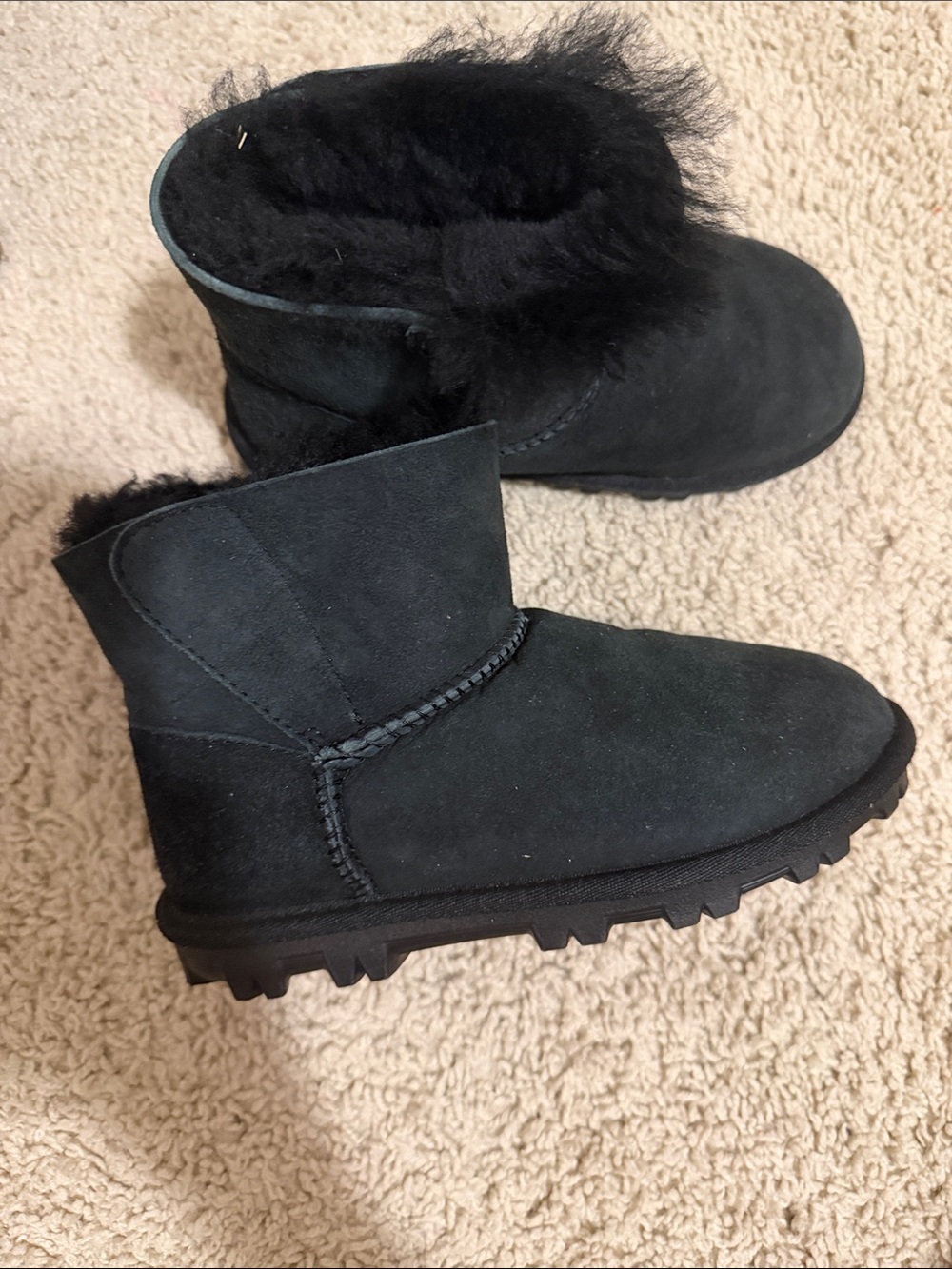Kirkland Signature Black Kids Faux-Fur Suede Boots